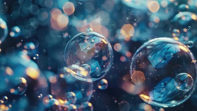 Video A collection of colorful bubbles suspended in mid-air, great for illustrating concepts related to freedom or levity