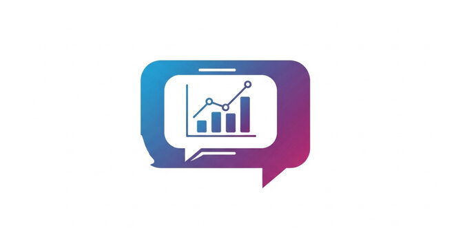 Financial Chart Displayed Inside a Speech Bubble Icon.