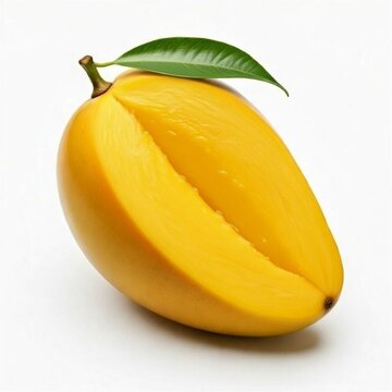 Fresh Tropical Mango Fruit Isolated  Fresh cluster of ripe yellow mangoes hanging on tree branc