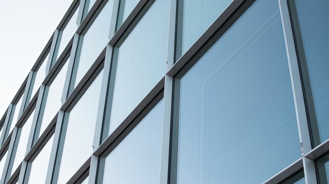 A modern office building with large glass windows and a sleek exterior design