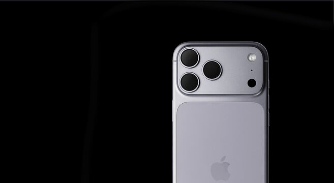 Close up editorial shot of the silver Apple iPhone 17 Pro Max conceptual camera bump design - Sonora, Mexico - March 19, 2026