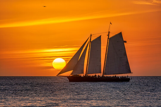 Sunset cruise in Key West Florida, USA, is a favorite tourist activity