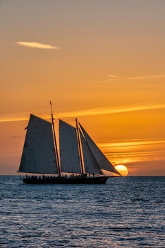 Sunset cruise in Key West Florida, USA, is a favorite tourist activity