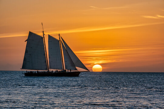 Sunset cruise in Key West Florida, USA, is a favorite tourist activity