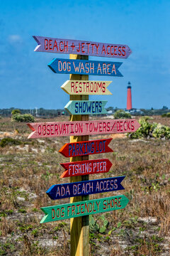 Your Guide to Beach Access - Sign Post at Smyrna Dunes Park, Florida, New Smyrna Beach, Ponce Inlet, USA