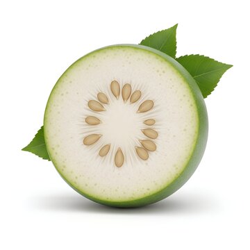 Winter Melon Cross Section Showing Inner Seeds and Pulp Texture Isolated on White Background High Resolution Digital Illustration Representing Healthy Organic Food Ingredient