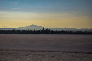 Larnaca Salt Lake and Hala Sultan Tekke Mosque in Cyprus at Sunset