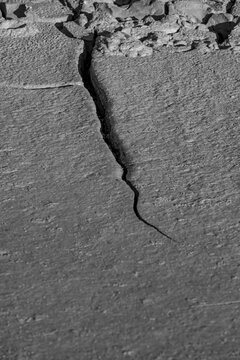 Crack in mud along  the Little Missouri River, in Theodore Roosevelt National Park