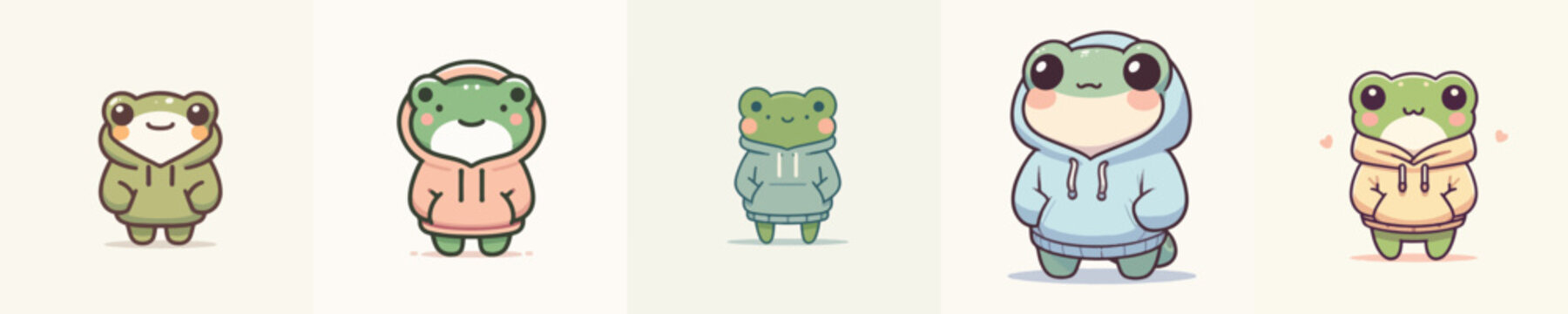 cute frog vector wearing a hoodie