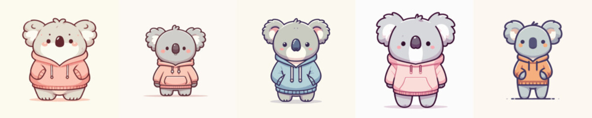 Fototapeta premium cute koala vector wearing a hoodie