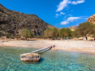 The small isolated gulf of Martsalo south of Crete with sandy beach, Greece