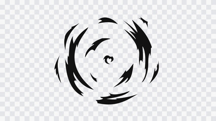 Naklejka na ściany i meble Abstract radial slash shapes forming circular motion effect. Sharp dynamic strokes creating energy vortex or spinning impact.