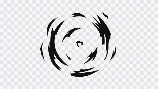 Abstract radial slash shapes forming circular motion effect. Sharp dynamic strokes creating energy vortex or spinning impact.