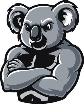 Strong koala mascot illustration for sports teams or branding