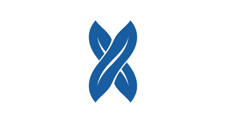 Fototapeta premium Abstract intertwined blue ribbon symbol, graphic vector design, digital illustration, minimalist style, clean white background