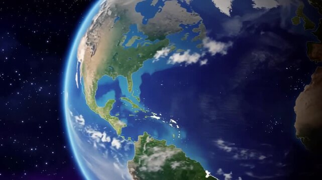 Aerial view of Africa continent from space with desert and ocean in the background, possibly used for educational or geographical purposes