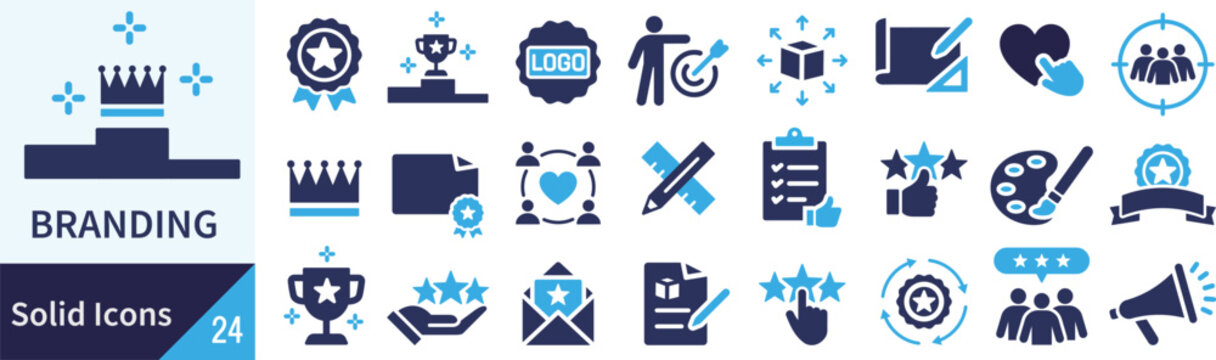 ベクターのブランディングに関するシルエットアイコンセット
