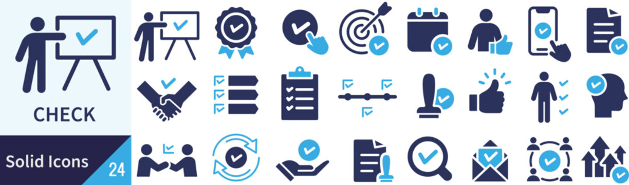 ベクターのチェックに関するシルエットアイコンセット
