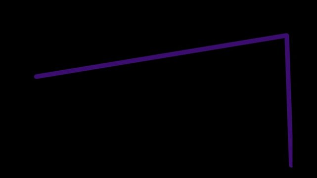 Simple animated purple line drawing an abstract corner shape against a plain black background for motion graphics design element.