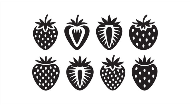 Simple strawberry shapes collection flat black berry illustration for summer food design