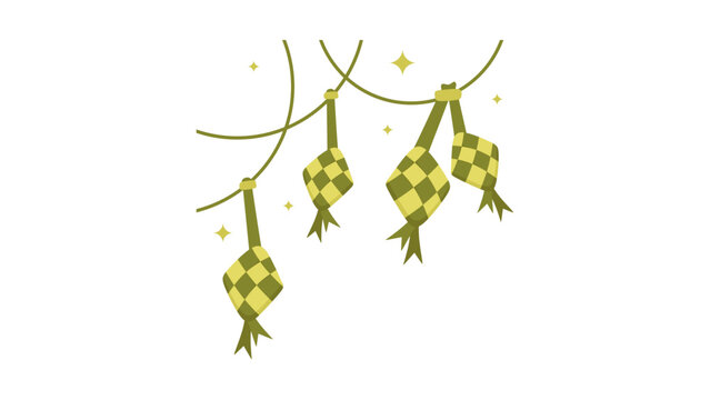 Minimalist ketupat hanging ornament for ramadan kareem and eid background