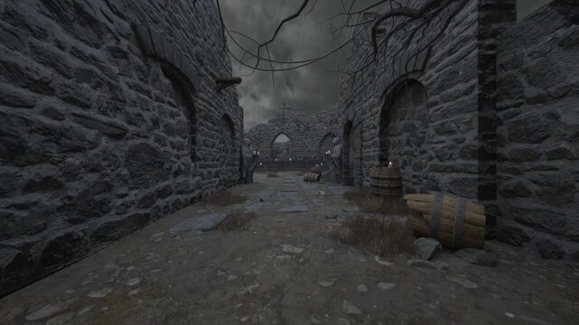 要塞の中庭　3DCGレンダリング