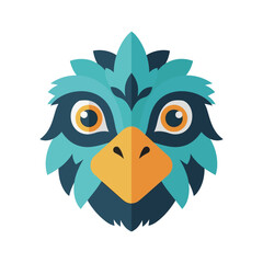 Obraz premium Stylized Blue Bird Mascot Head Icon, Flat Design, Vector Illustration