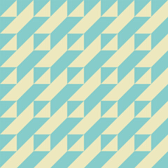 Obraz premium Seamless 1980s Retro Pastel Geometric Pattern with Teal and Pale Yellow Triangles