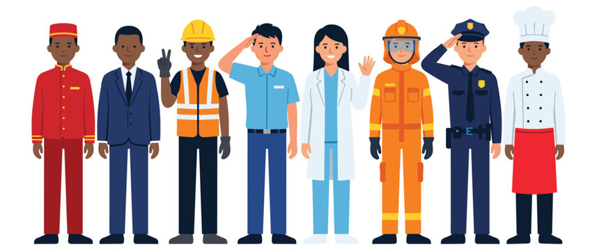 Group of professional workers from various occupations in color