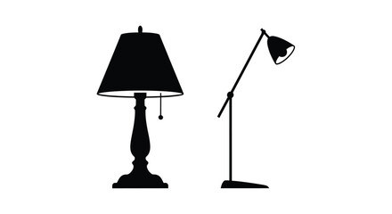 Obraz premium Two black lamps presented side by side in a stark silhouette