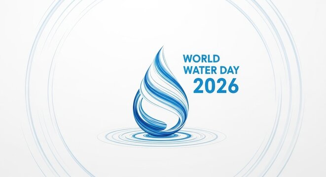 World water day 2026 artistic drop logo made of blue flowing lines