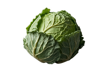 Obraz premium Fresh green cabbage head providing healthy nutrition, organic raw food for a balanced diet, transparent background