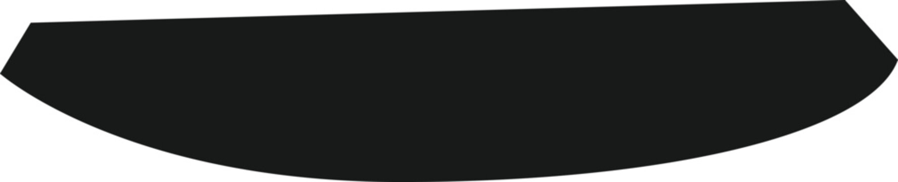 Curved black silhouette resembling a stylized bow or crescent shape.