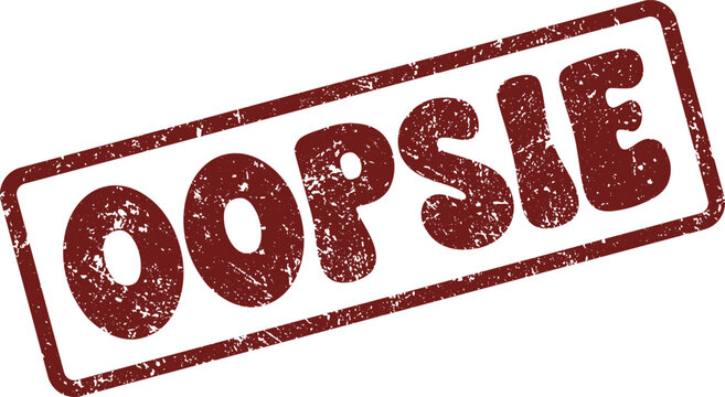 Charming Red Distressed Rubber Stamp Clearly Displaying the Playful Word OOPSIE