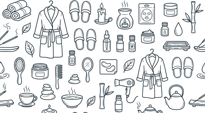 Modern wellness spa treatment and relaxation routine concept centered on personal care, stress relief, and beauty rituals in a clean and calming environment. Objects of towel roll,