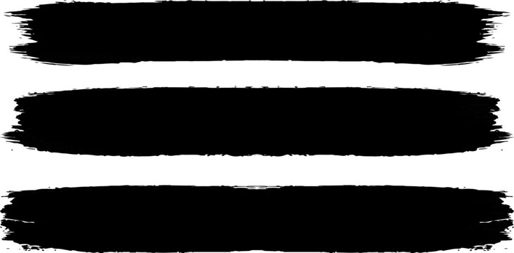 Three horizontal black brush strokes on a white background for editing or censoring text
