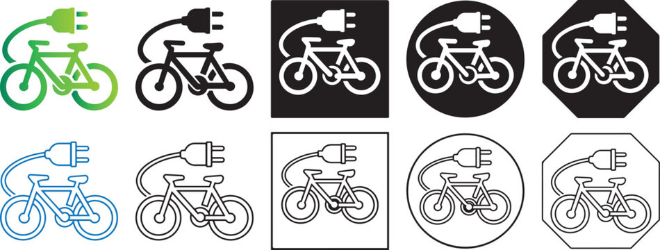 Modern color and black e bike icon.