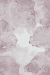 Fototapeta premium Dusty pink mauve watercolor paint blots on white paper texture background for romantic wedding invitation