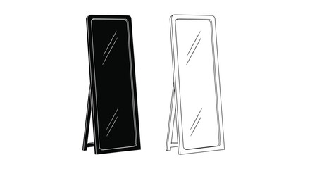 Two full length mirrors presented in contrasting black and white outlines © msunny93