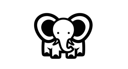 Fototapeta premium Black and white elephant icon graphic.