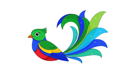 Fototapeta premium Colorful Bird with Long Tail Feathers.