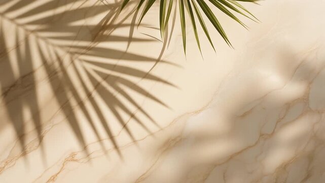 Tropical Palm Leaves and Monstera Frame on Beige Background