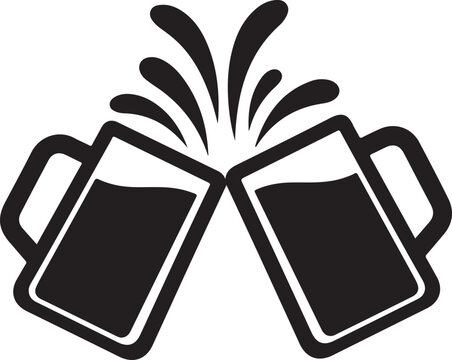 Clinking Beer Mugs Splash &ndash; Cheers Celebration Drink Illustration