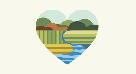 Fototapeta premium Heart Shaped Landscape Icon Graphic.
