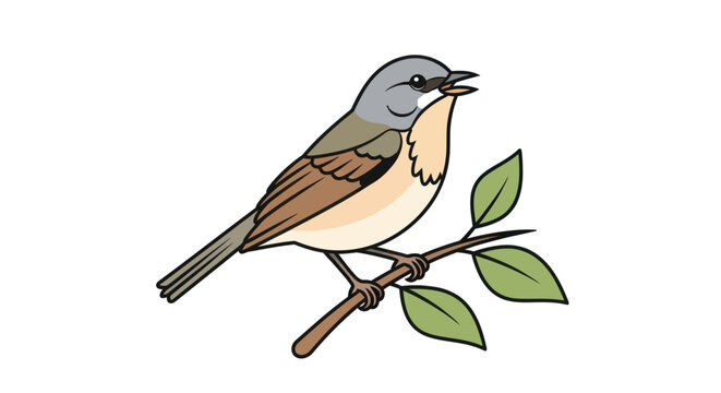 A small bird perched on branch.