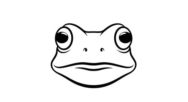 Simple Black and White Frog Illustration.