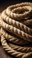 Fototapeta premium Detailed close-up capturing the intricate texture of a coiled natural rope