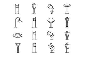 Short path light image icon fixture walkway post vector standing exterior generation