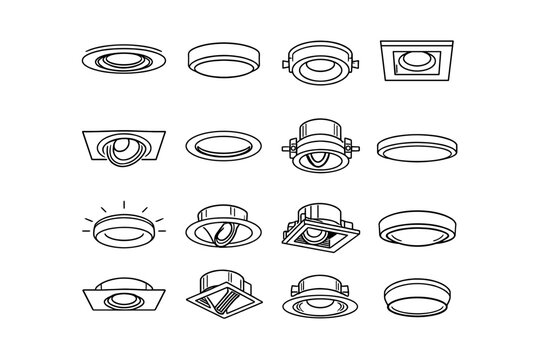 Generation icon ceiling simple light flush mount vector fixture built recessed image