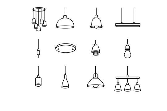Lamp icon fixture hanging vector pendant simple light grip generation dining image